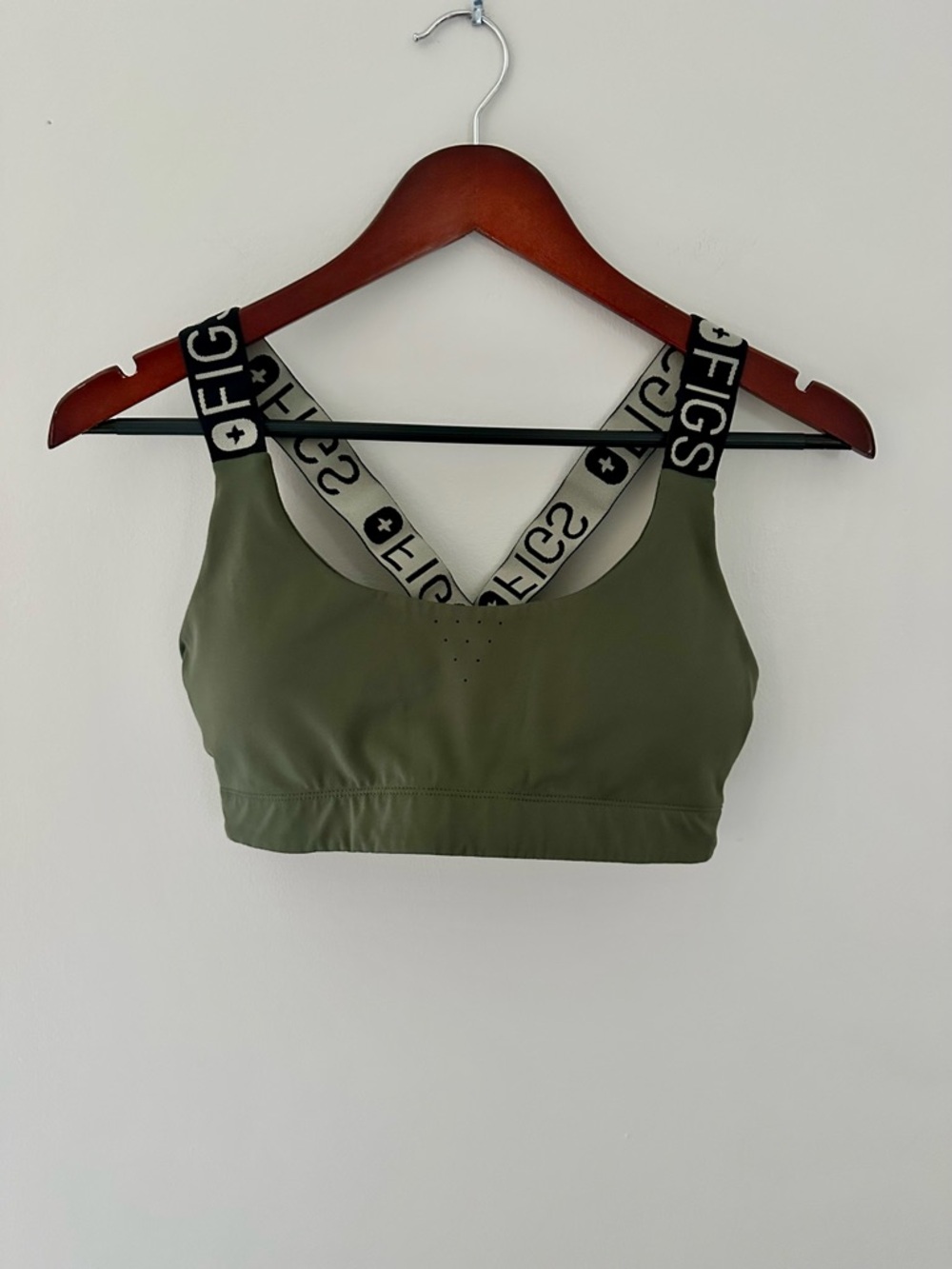 Figs Olive Green Sports Bra with Branded Cross Straps